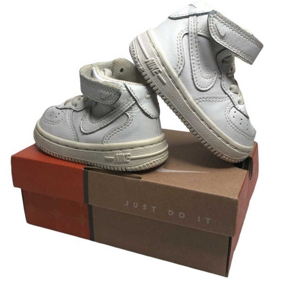 Vintage 2003 Nike Air Force 1 Mid (TD) White Toddler Size 3c Sneaker Shoes